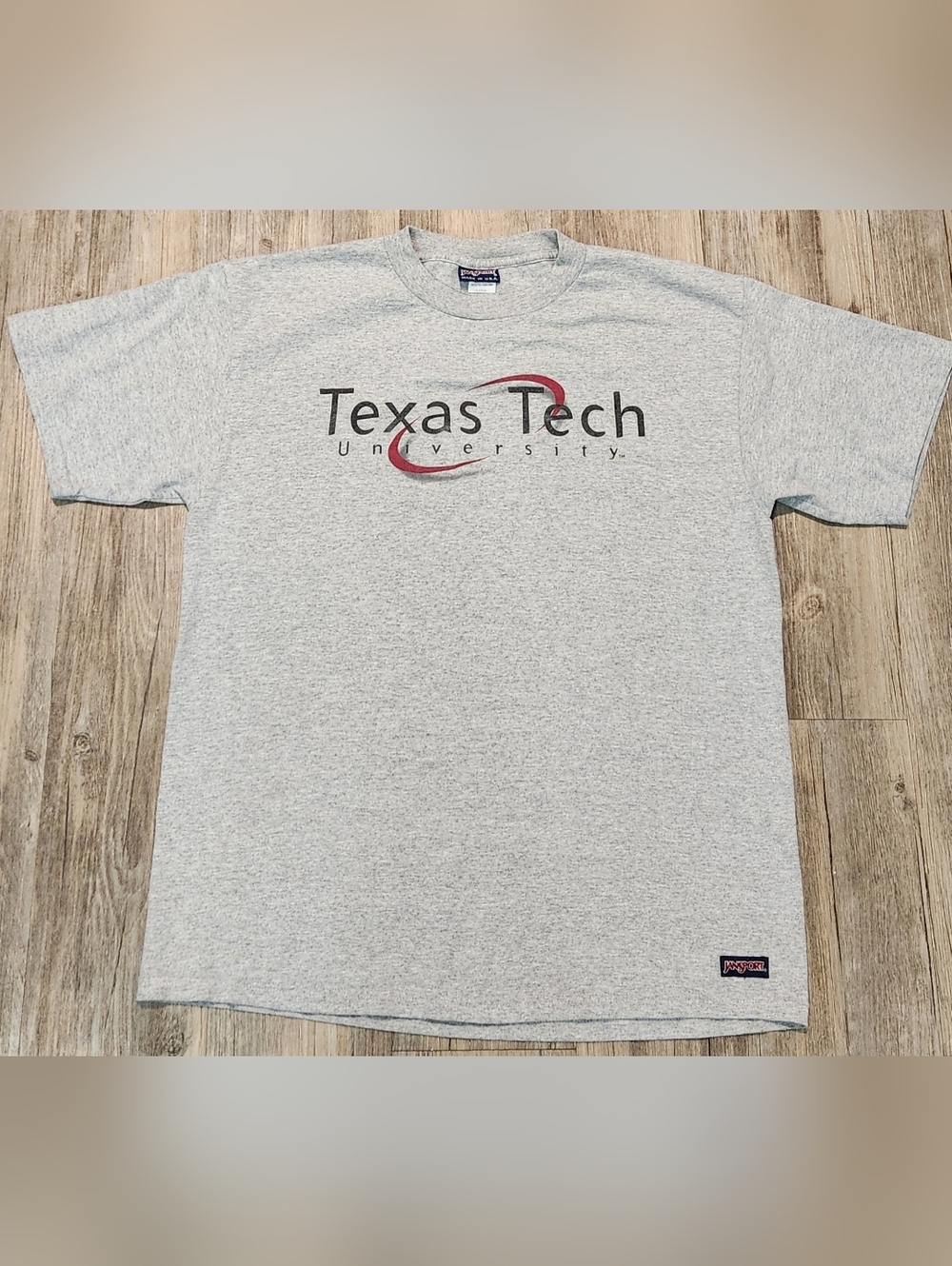 Vintage Jansport‎ Texas Tech Gray T-shirt Logo Large Red Raiders